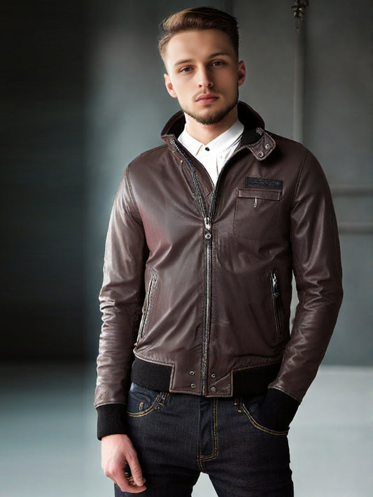 Veste en cuir robuste de style robuste