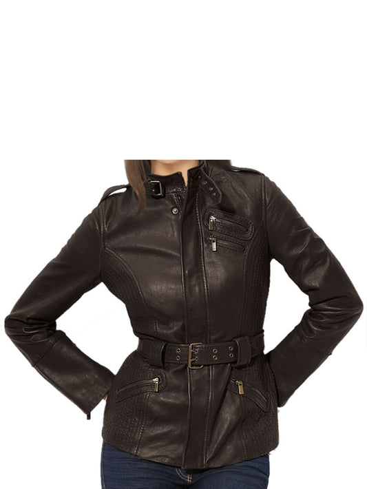 Trapunto Edge Leather Bomber for Women - Leatherkin