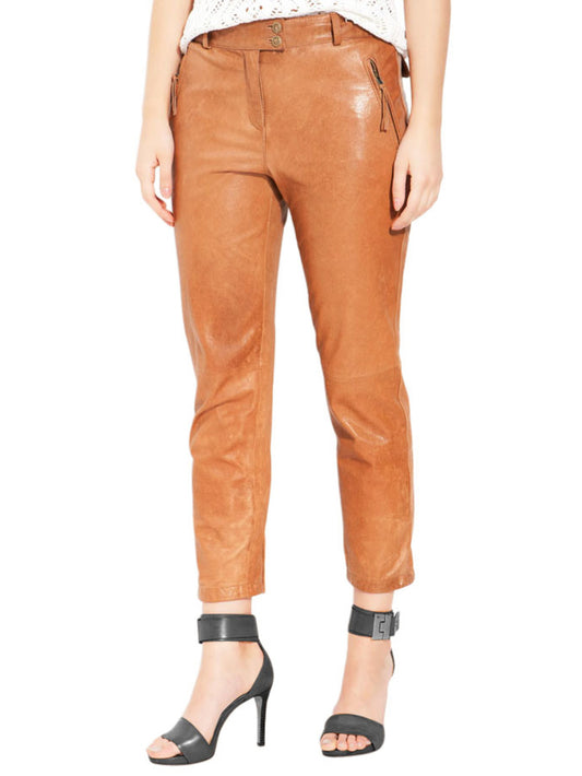 Pantalon en cuir tendance longueur cheville