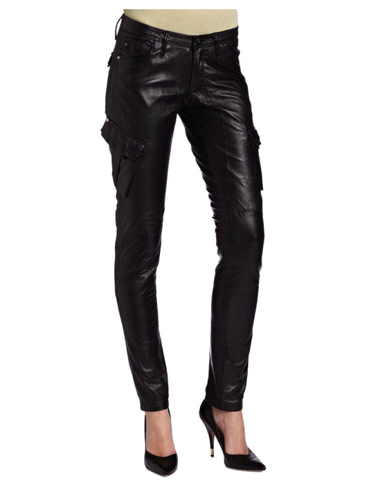 Pantalon cargo en cuir tendance