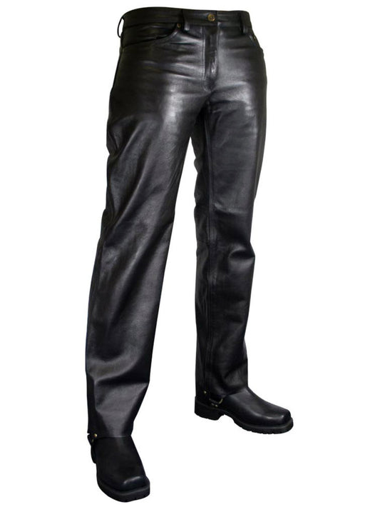 Pantalon en cuir véritable tendance et décontracté pour homme