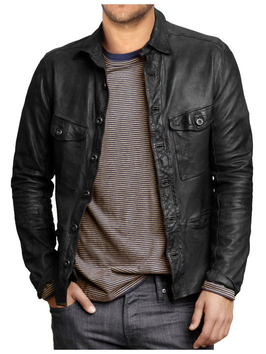 Trendy Modern Genuine Leather Shirt for Men - Leatherkin