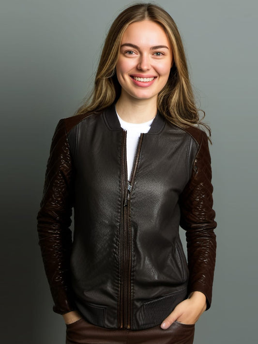 Blouson aviateur en cuir TrueFit Classic pour femme