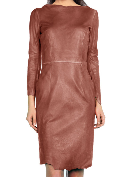 Ungefüttertes minimalistisches Lederkleid