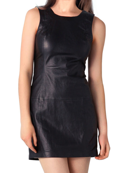 Vintage V-Back Leather Dress - Leatherkin