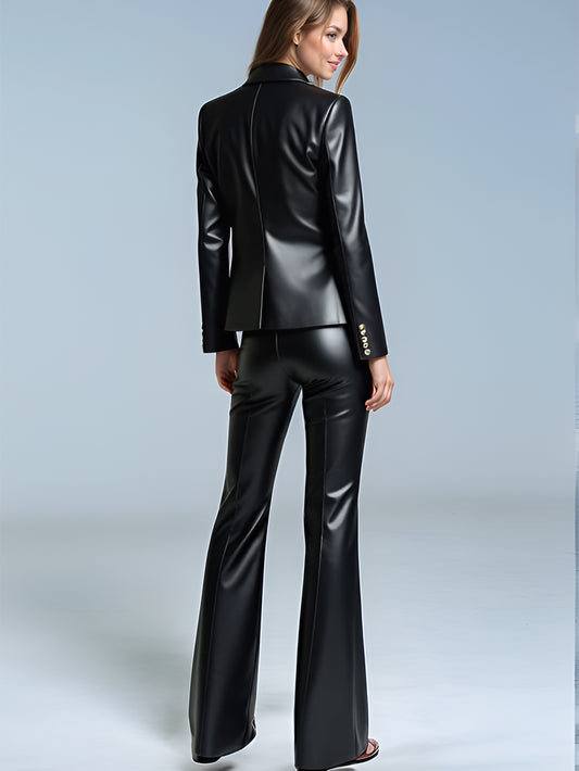 Valentra Sleek Womens Leather Pant Suit - Leatherkin