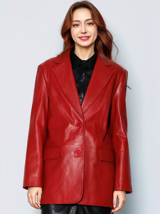 Blazer en cuir velours pour femme