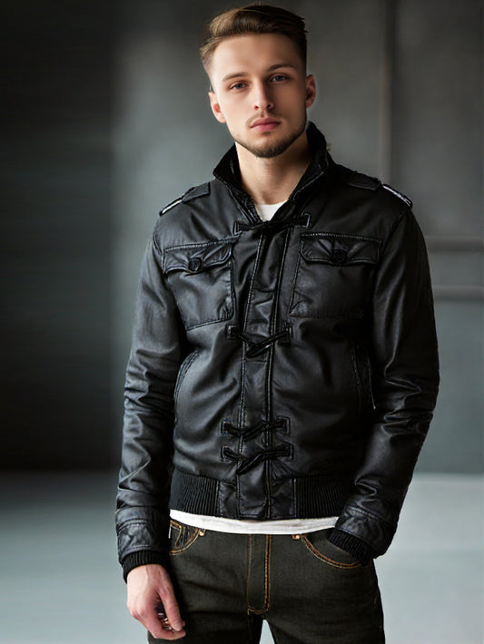 Blouson aviateur en cuir style viril pour homme