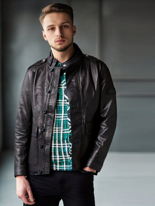 Veste en cuir Wrinkled Charm