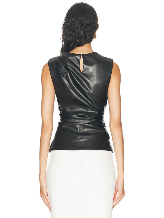 Wynter Flow Draped Leather Top for Women - Leatherkin