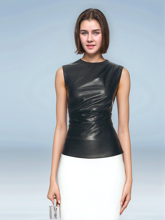 Haut en cuir drapé Wynter Flow pour femme