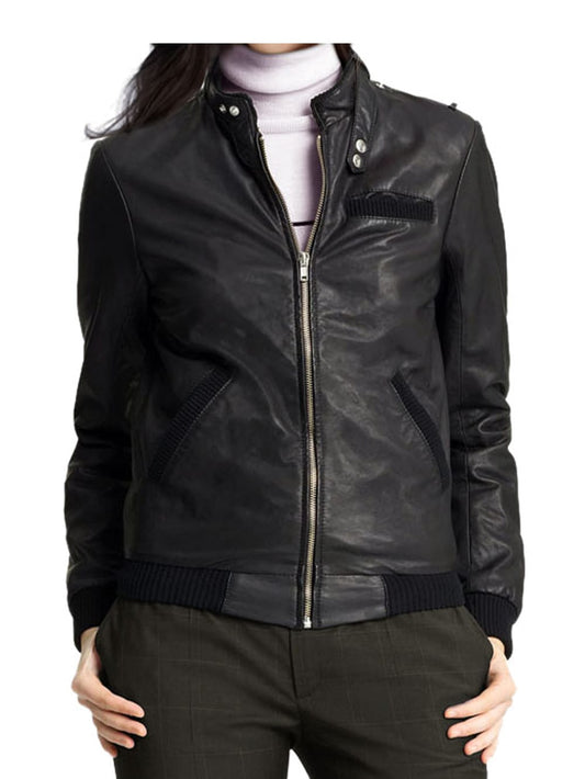 Zest Zip Leather Bomber for Women - Leatherkin