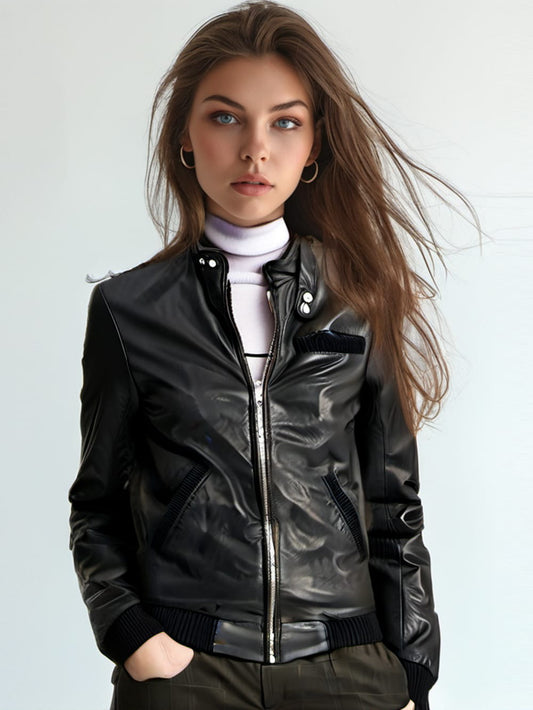 Bomber en cuir zippé Zest pour femme
