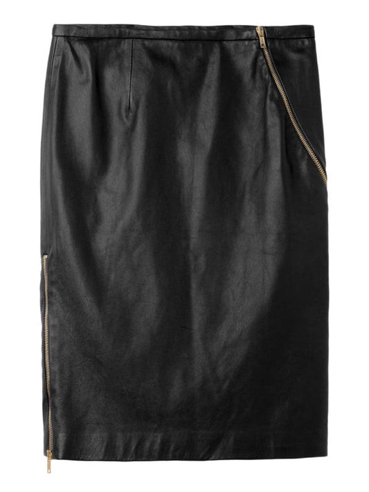 Jupe en cuir pour femme avec fermeture éclair
