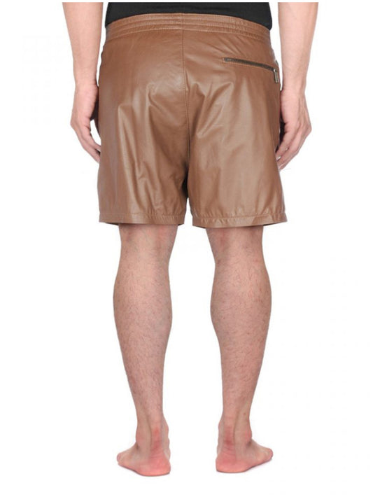 Zippered Luxe Leather Shorts for Men - Leatherkin