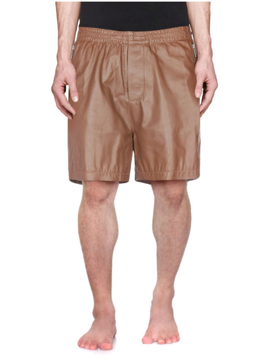 Short en cuir de luxe zippé pour homme