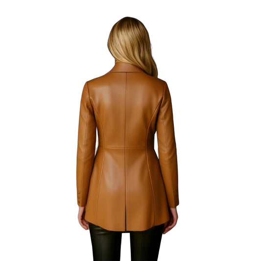 Averra Noir Belted Leather Coat - Leatherkin