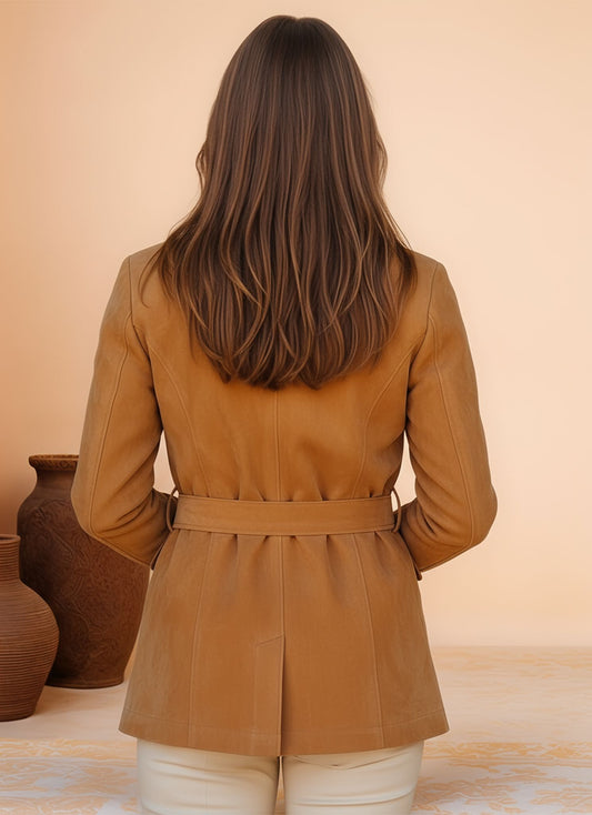 Arcelia Edge Suede Long Leather Coat - Leatherkin