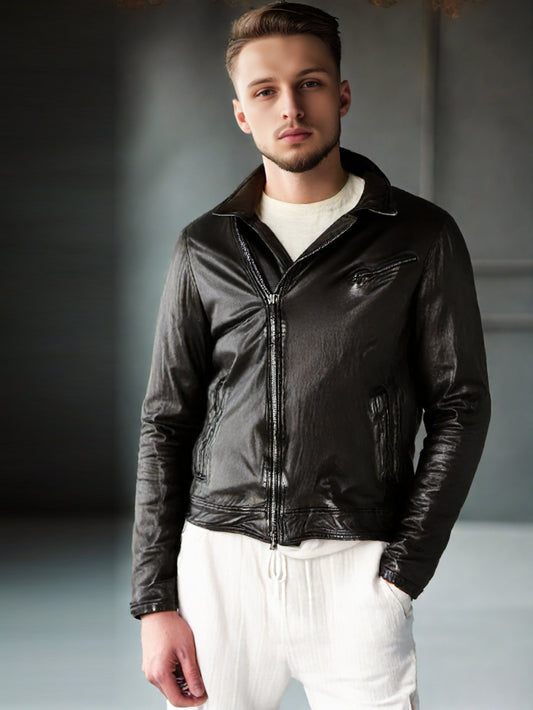 Adjustable Belt Leather Classic Jacket