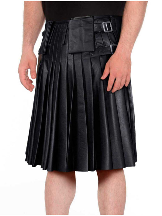 Adjustable Buckle Casual Leather Kilt for Men