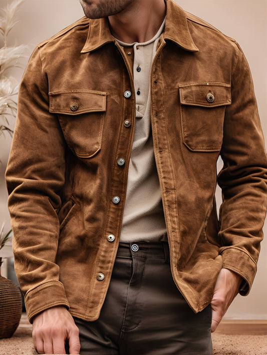 Aegis Suede Leather Motorcycle Vest for Men
