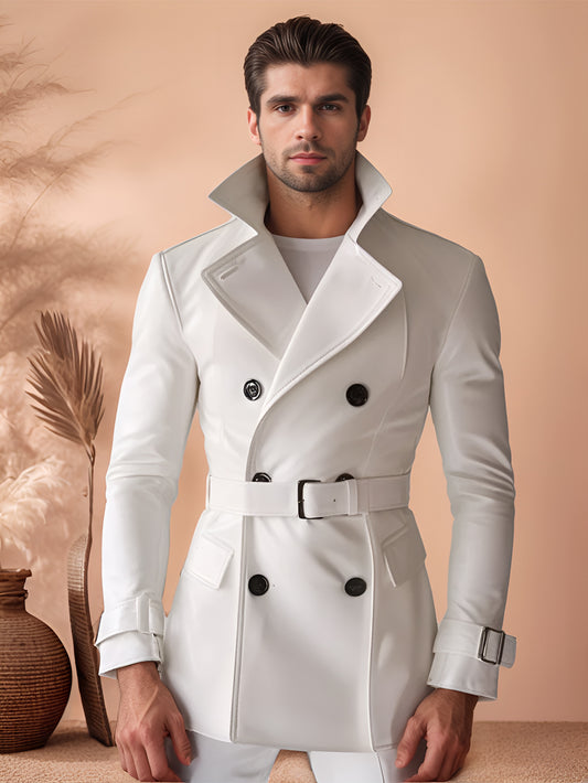 Aether Crest Pure Leather Coat for Men