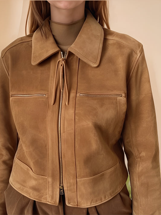 Alura Drift Womens Genuine Leather Suede Jacket