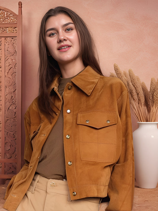 Amethyst Edge Womens Genuine Suede Leather Jacket