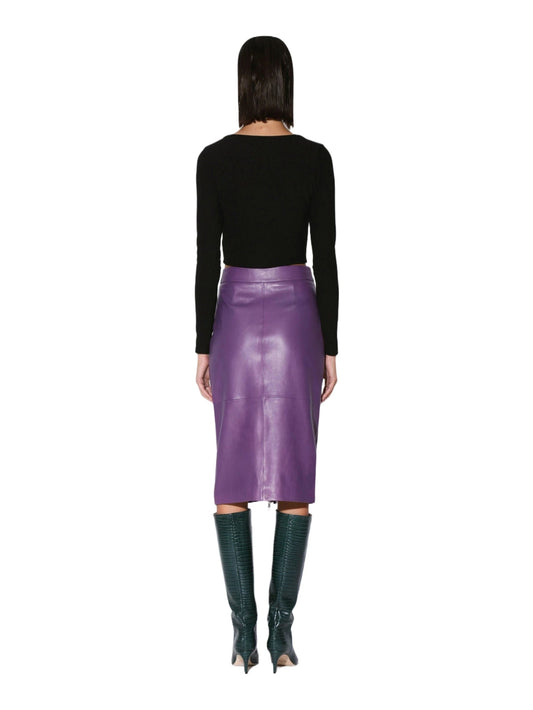 Amethyst Glow Leather Skirt for Women