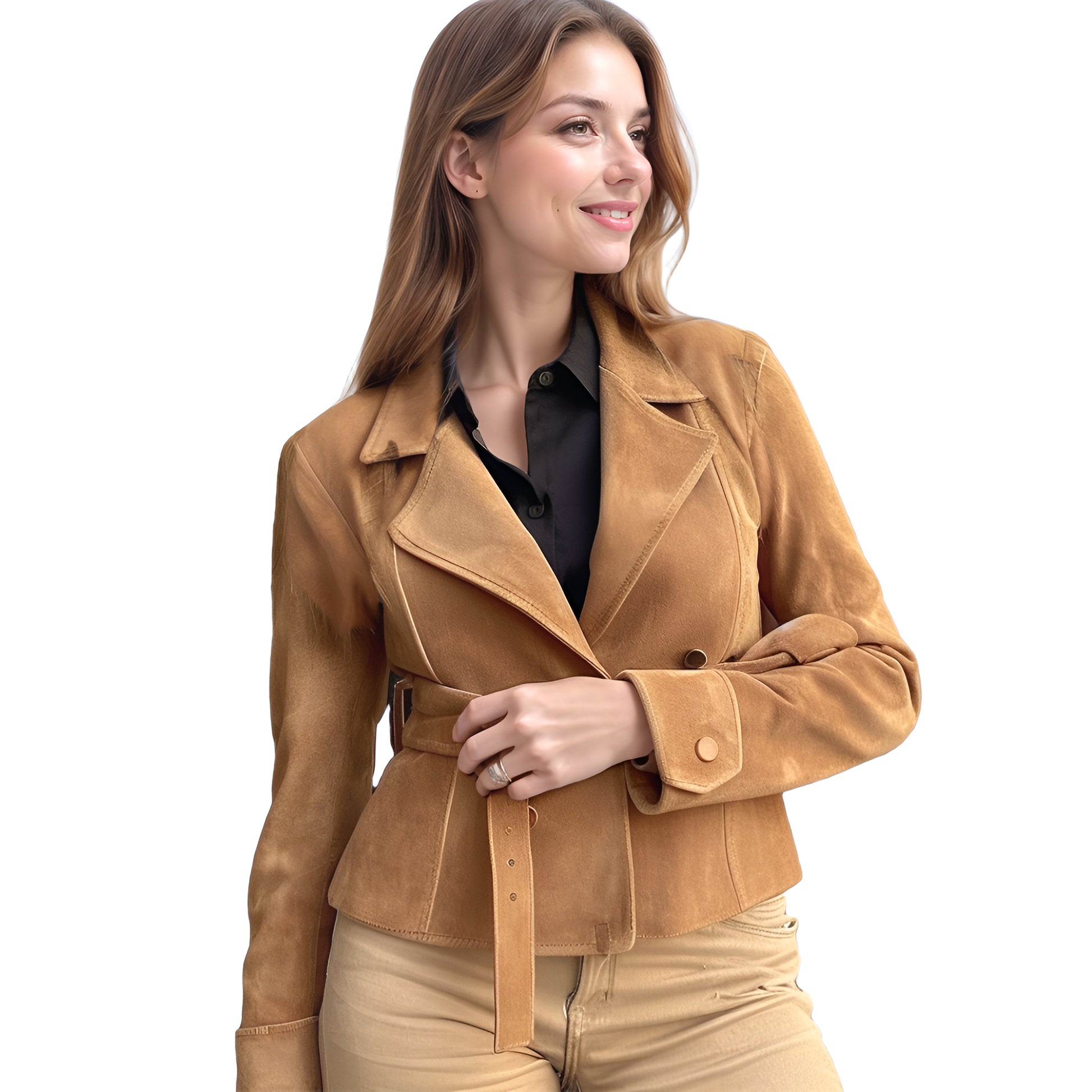 Angelique Mist Suede Leather Jacket for Women - Leatherkin
