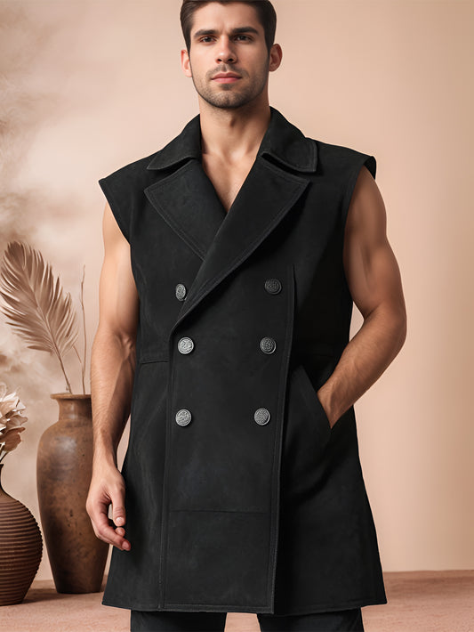 Anvil Edge Suede Leather Motorcycle Vest for Men