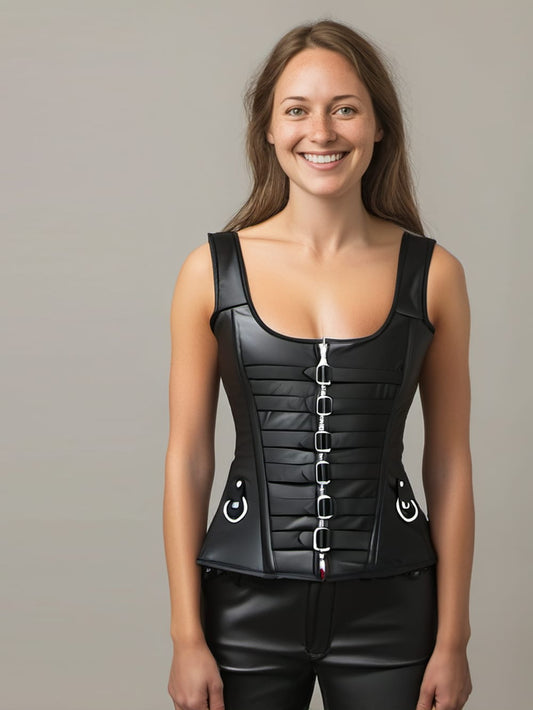 Apple Curve Laced Leather Corset for Women