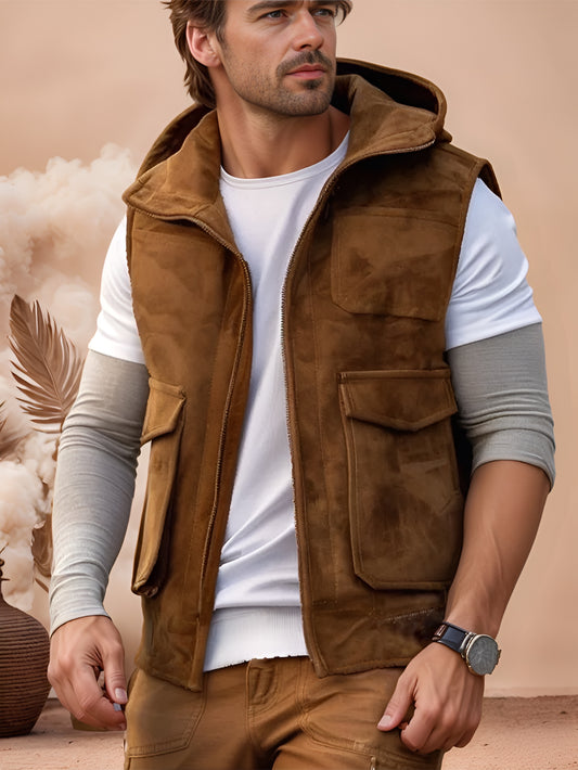 Aquila Forge Suede Leather Motorcycle Vest for Men