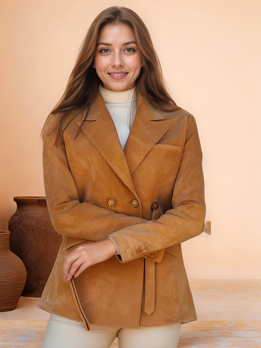 Arcelia Edge Suede Long Leather Coat