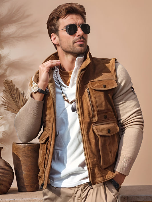 Ascent Armor Genuine Suede Leather Vest for Men