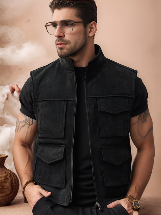 Ashborne Classic Suede Leather Vest for Men