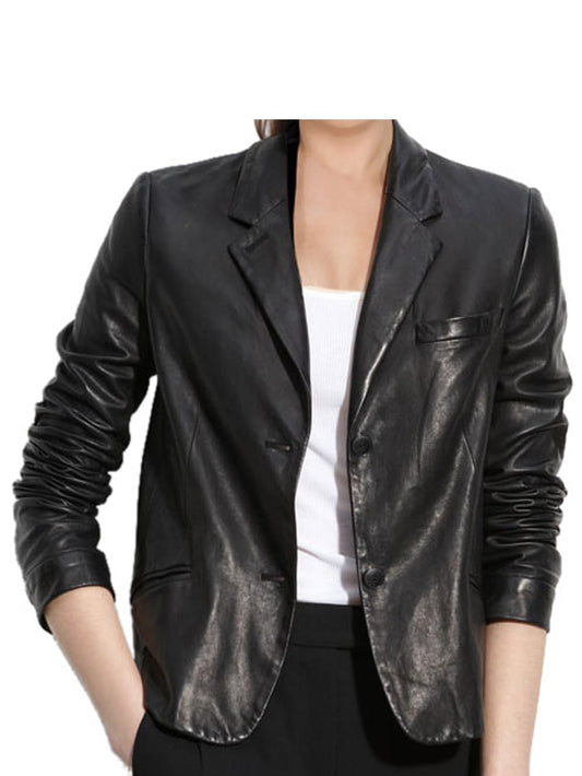 Assertive Edge Leather Blazer for Women