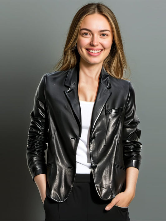 Assertive Edge Leather Blazer for Women
