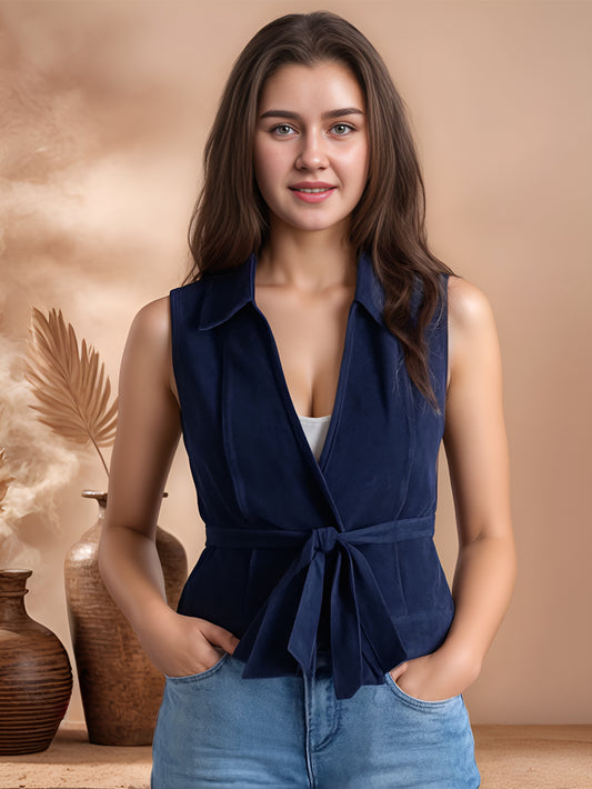 AstraBelle Womens Suede Moto Leather Vest