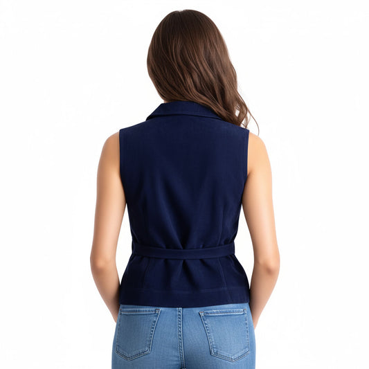 AstraBelle Womens Suede Moto Leather Vest - Leatherkin