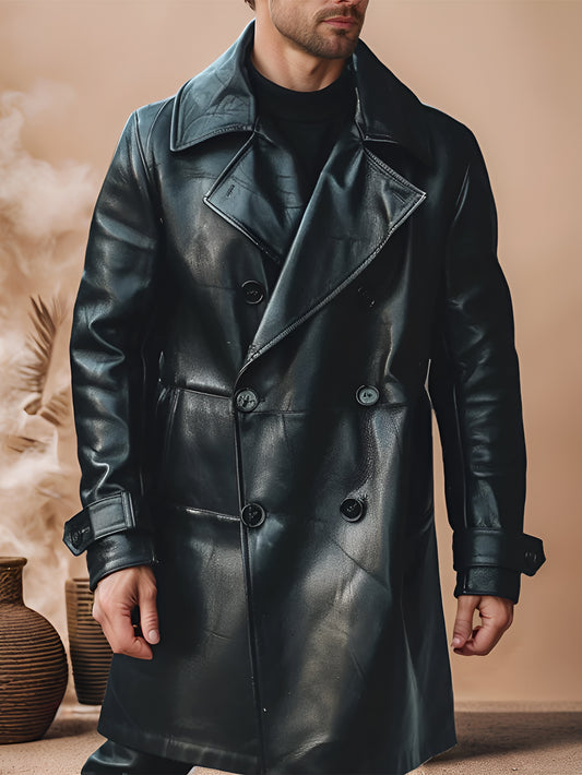 Auralis Drape Pure Leather Coat for Men