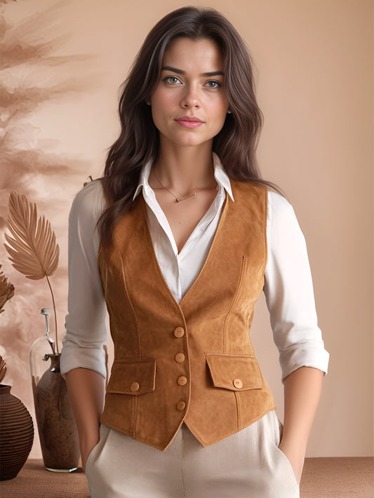 Auralyn Chic Leather Suede Vest for Women