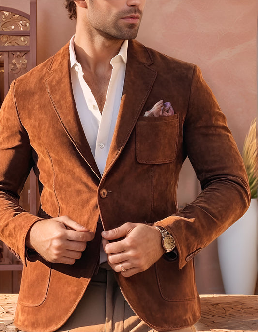 Aurum Peak Suede Leather Blazer