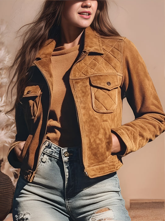 Autumn Frost Womens Suede Leather Jacket