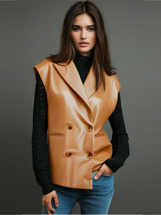 Avant-Garde Asymmetric Leather Blazer for Women