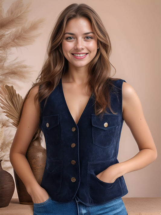 Avenya Luxe Womens Suede Leather Vest