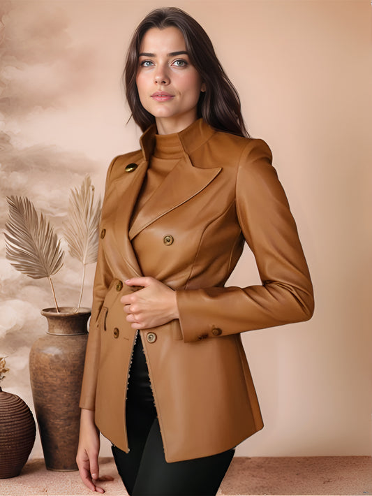 Averra Noir Belted Leather Coat