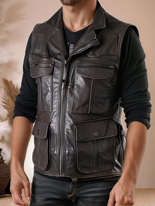 Azurebound Genuine Leather Vest for Men