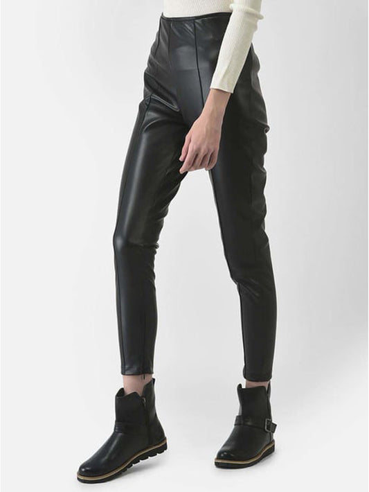 Black Skin Touch Leather Pants