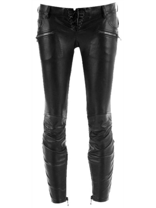 Body-Hugging Designer Leather Pants